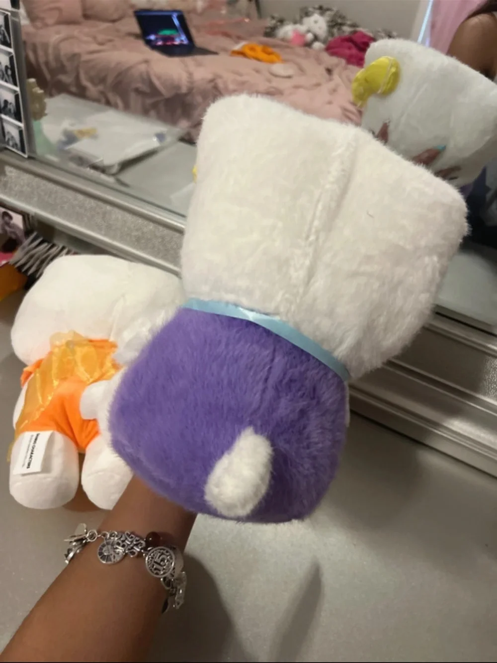 Hello Kitty Plush - White with Purple Outfit and Yellow Details